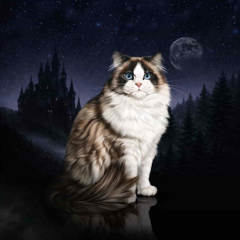 Blue eyed Ragdoll queen Wendy Darling at Villainous Felines breeder serving Utah and Pacific Northwest