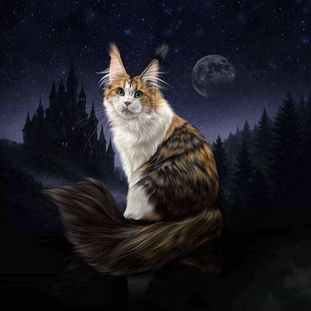 Black tortie Maine Coon queen Daenerys at Utah breeder serving western United States and Pacific Northwest